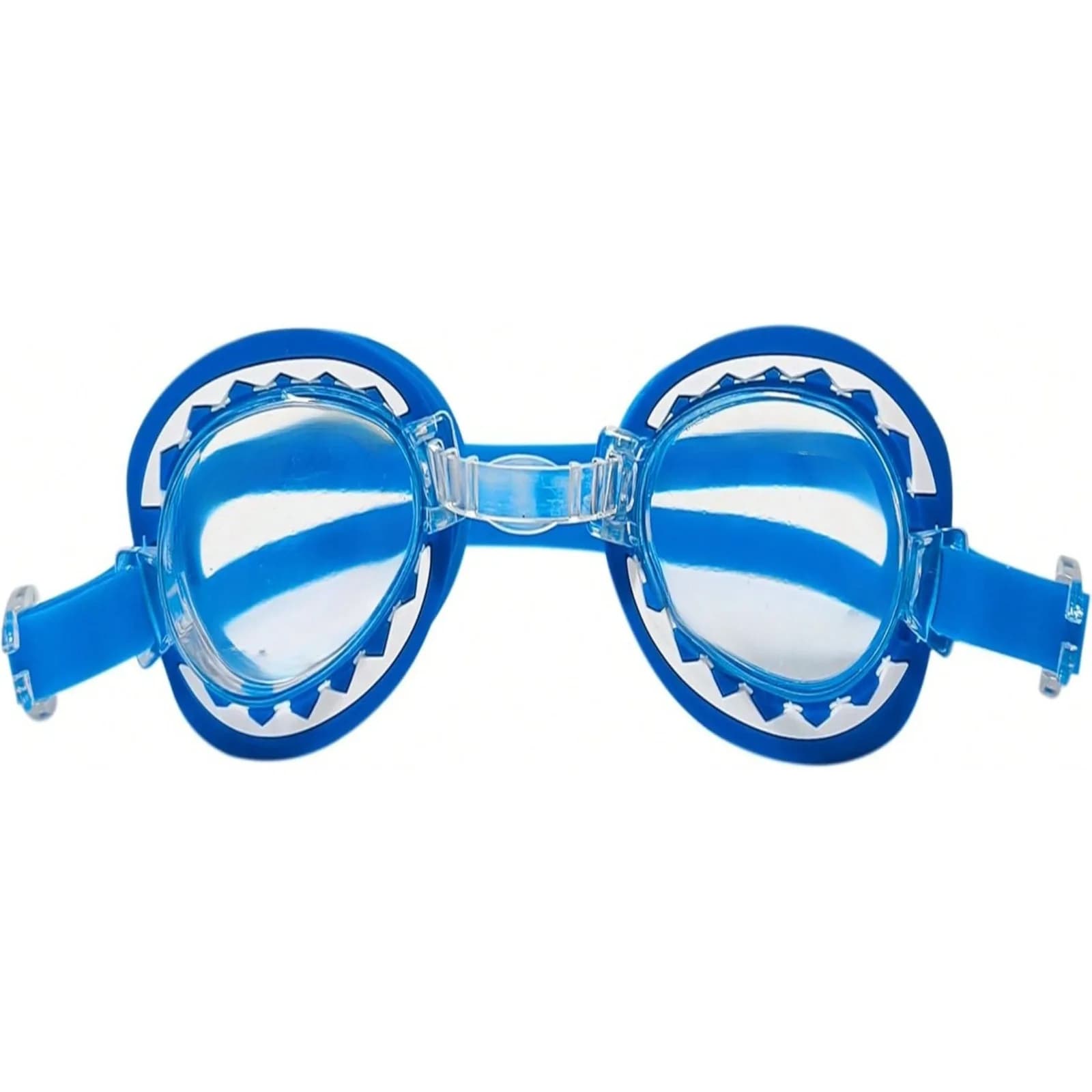 Occhiali da nuoto per bambini di colore blu con lenti con stampa di denti