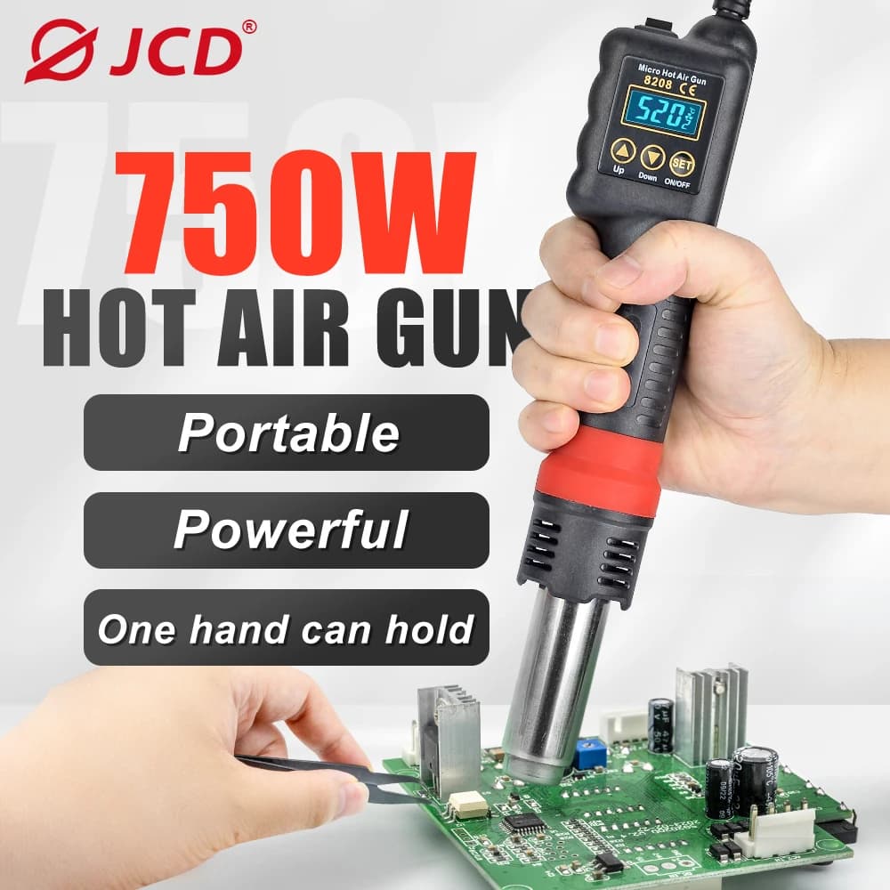 JCD 750W Micro Heat Gun Digital LCD Rework Soldering Air Station for BGA SMD 110V Hot Air Hair Dryer Tool 8208