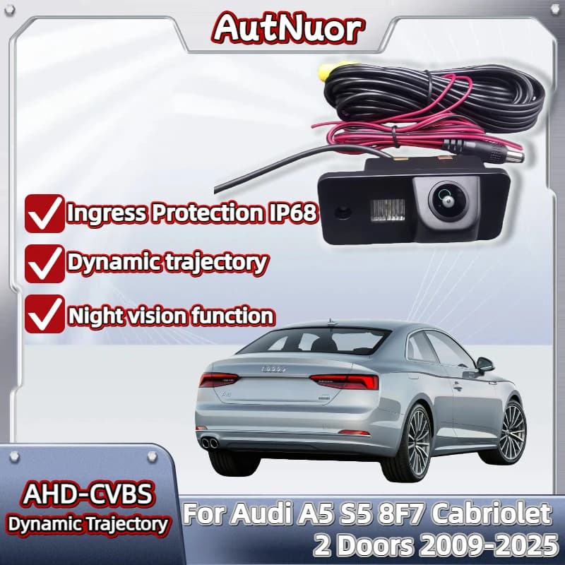 Telecamera retromarcia HD Fisheye per Audi A5 S5 8F7 Cabriolet 2 porte 2009-2025 Visione notturna Telecamera di parcheggio per retromarcia