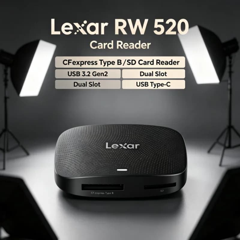 Lexar RW520 Memory Card Reader CFexpress Type B SD Card Reader High Speed USB 3.2 Gen 2 for Photo Transfer