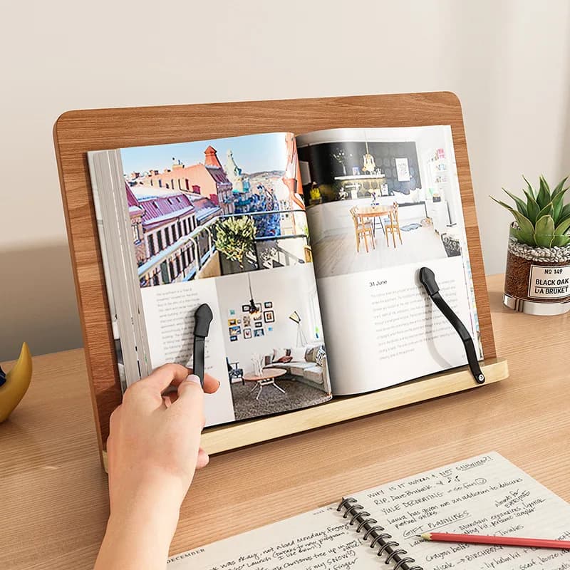 Supporto da lettura in legno supporto per libro regolabile supporto per quaderno per studenti Clip scaffale per appunti scrivania da lettura portatile