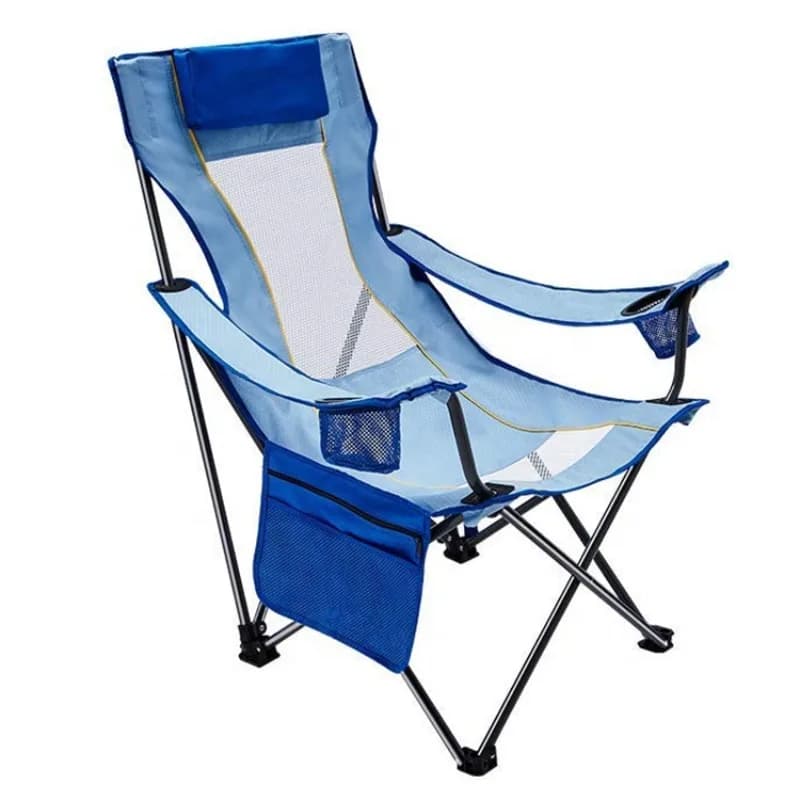 Sedia da Spiaggia Pieghevole YTYIN con Portabicchieri, Tasca in Rete, Schienale in Acciaio Inox, Leggera, Reclinabile