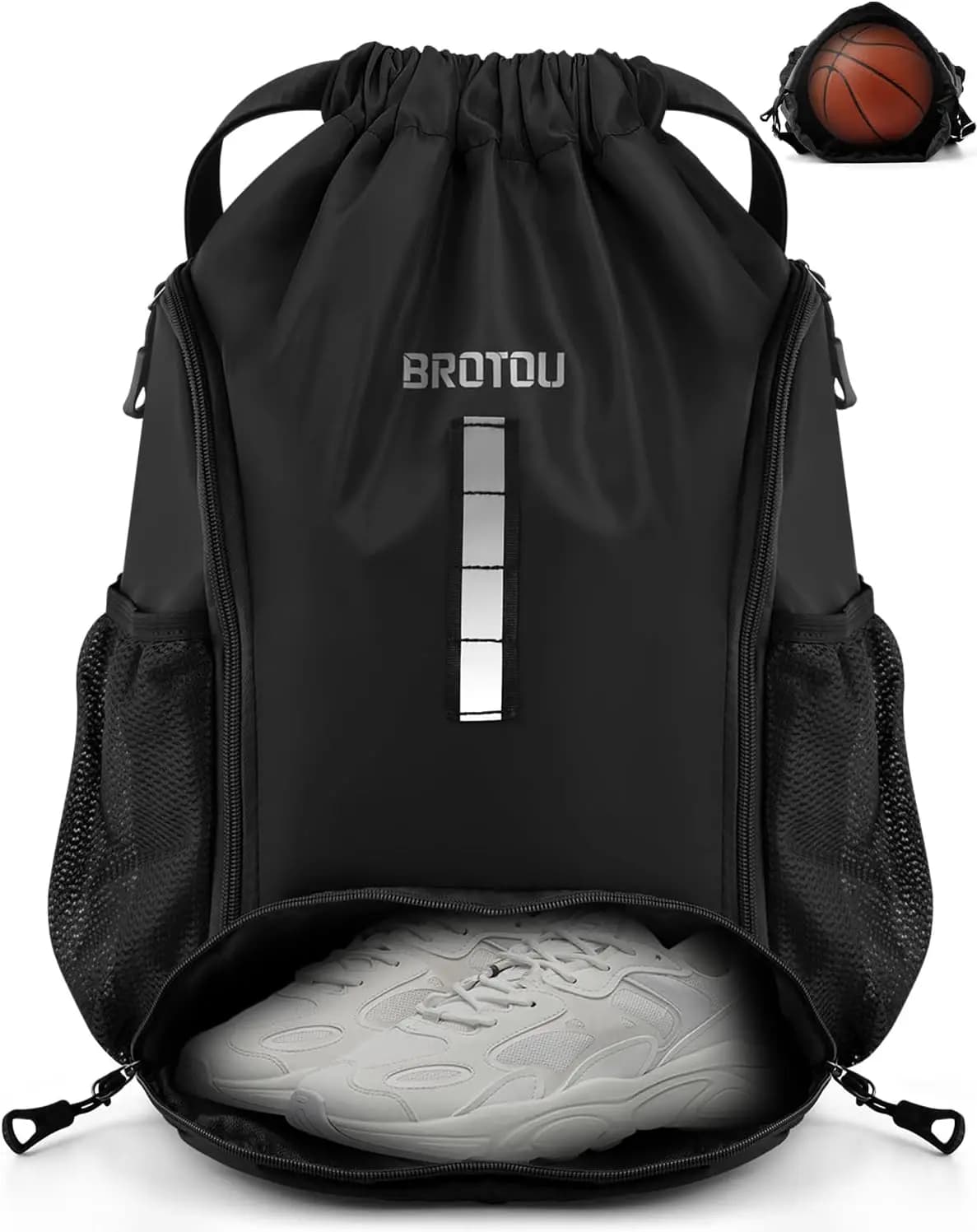 Reflective Waterproof Sport Backpack with Ballroom and Shoes for Basketball, Volleyball, Football