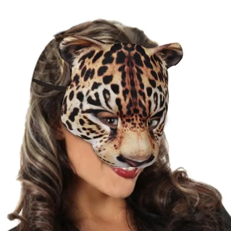 Leopard Mask Halloween Half Face Funny Mask Carniva Mask Masquerad Dress Up