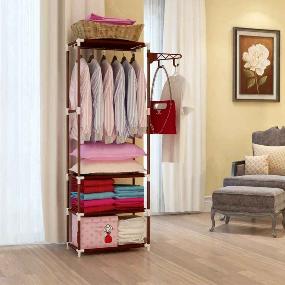 CANBOUN Ground coat hanger Organizer for multilayer wardrobe Multi-functional creative coat hanger with hooks Bedroom Simple Storag