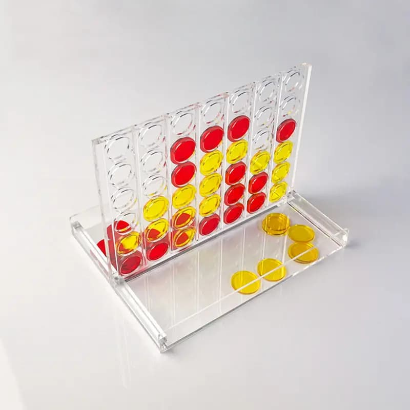 Gioco da Tavolo Creativo 3D in Acrilico Trasparente Quattro in Fila, Gioco di Puzzle Genitore-Figlio, Regalo per Feste Familiari e Bambini