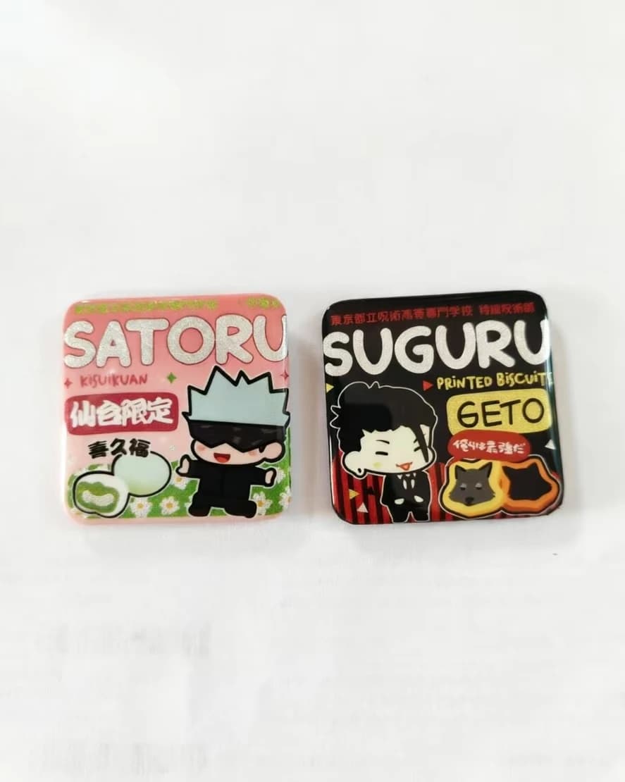 Geto Suguru Anime Jujutsu Kaisen Square Enamel Pin Brooch Q Version Badge for Fans