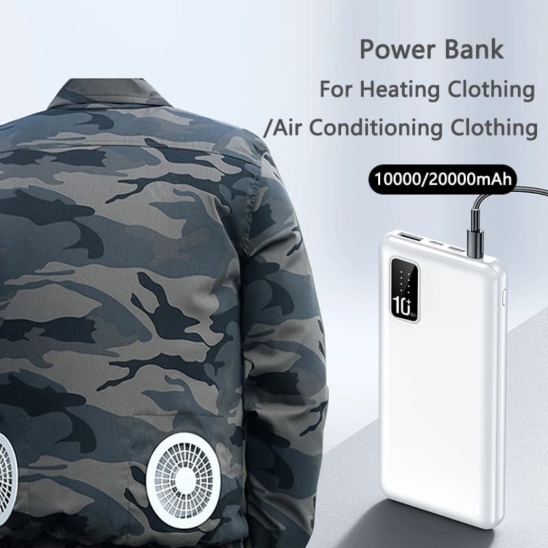20000mAh Power Bank for Heated Vest Jacket Air Condition Clothes Powerbank with 7.4V DC Port Bateria for iphone All Smartphones