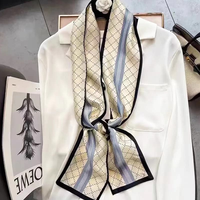 Decorative Silk Scarf for Shirt, Women's Sweat Scarf, Hairband, Long Tie, Neck Scarf, Women's Scarf