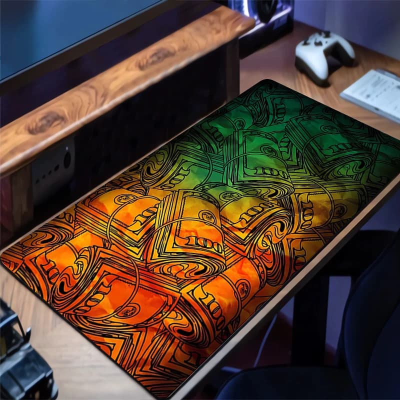 Mouse Pad Large Dollar Pattern Anime Gamer Gaming Accessories Speed Keyboard Rubber Lock Edge Desk Mat Laptop Mousepad