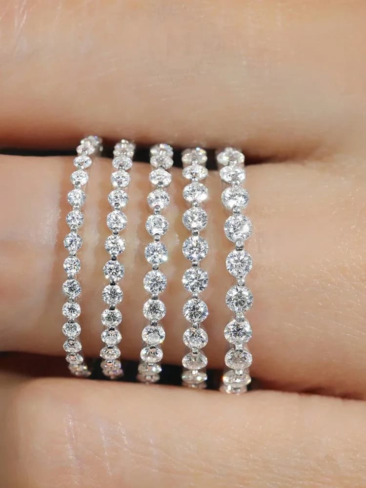 925 Sterling Silver Round Zircon Ring 1.5MM To 2.5MM Luxury High Quality Fine Jewelry For Women Engagement Wedding