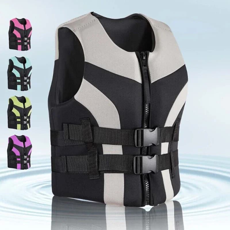 Giubbotto di salvataggio in schiuma e neoprene, barca marina dell'oceano, jet ski, kayak, tavola da surf per adulti, gilet di salvataggio per impatto
