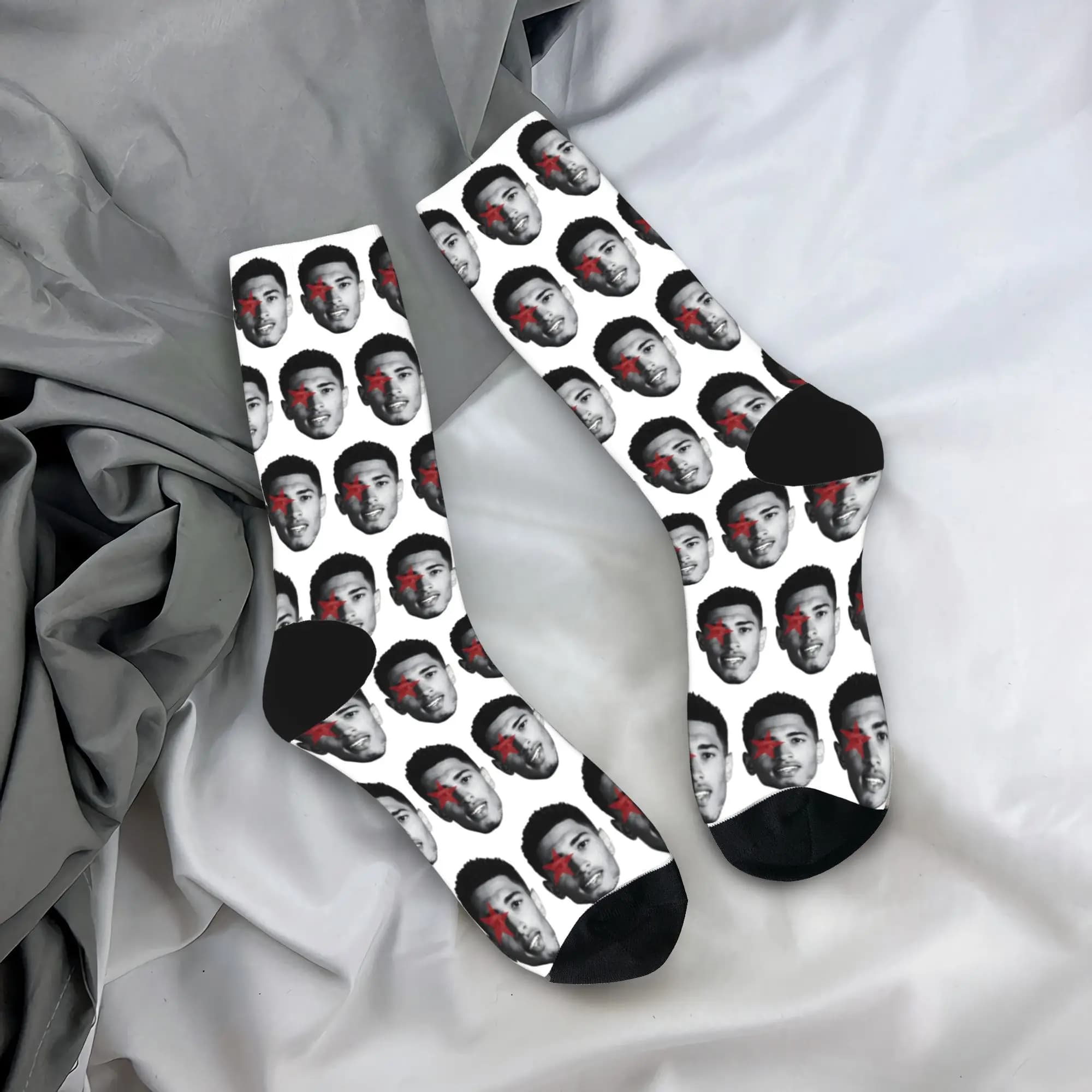 Jude-Bellingham Socks Big Head Graphic Stockings Anti Skid Men Socks Warm Soft Winter Funny Outdoor Sports Socks