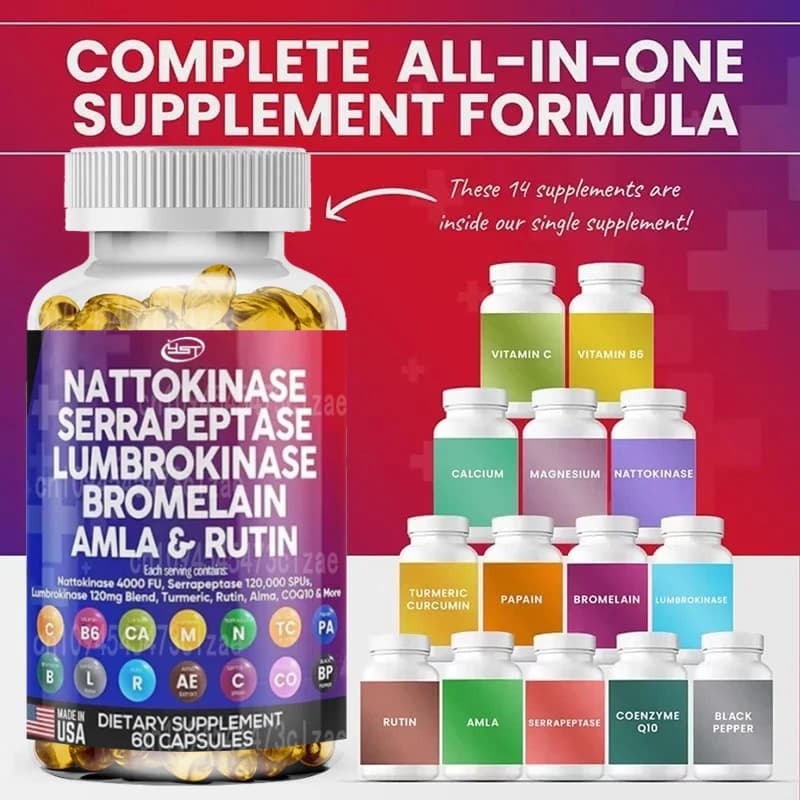 Enzymatic supplement containing extract from Enzima Bromelina Papaya Rutin Amla Magnesio Vitamin B6 and capsules Vit C