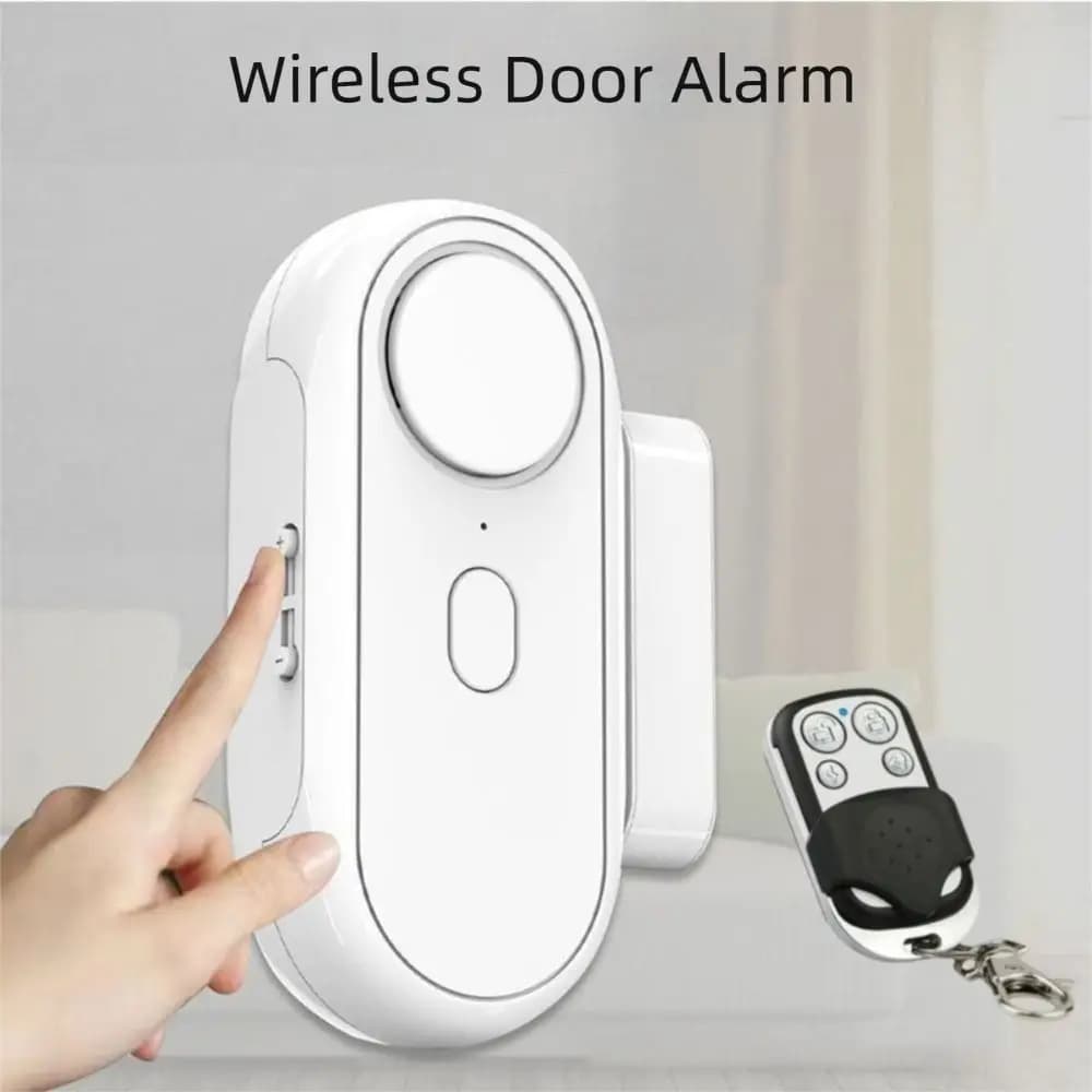 Allarme per Porta con Telecomando Wireless, Nastro Biadesivo, 5 Modalità, Allarme per Finestra, Suono 120Db, Antifurto con Promemoria di Uscita