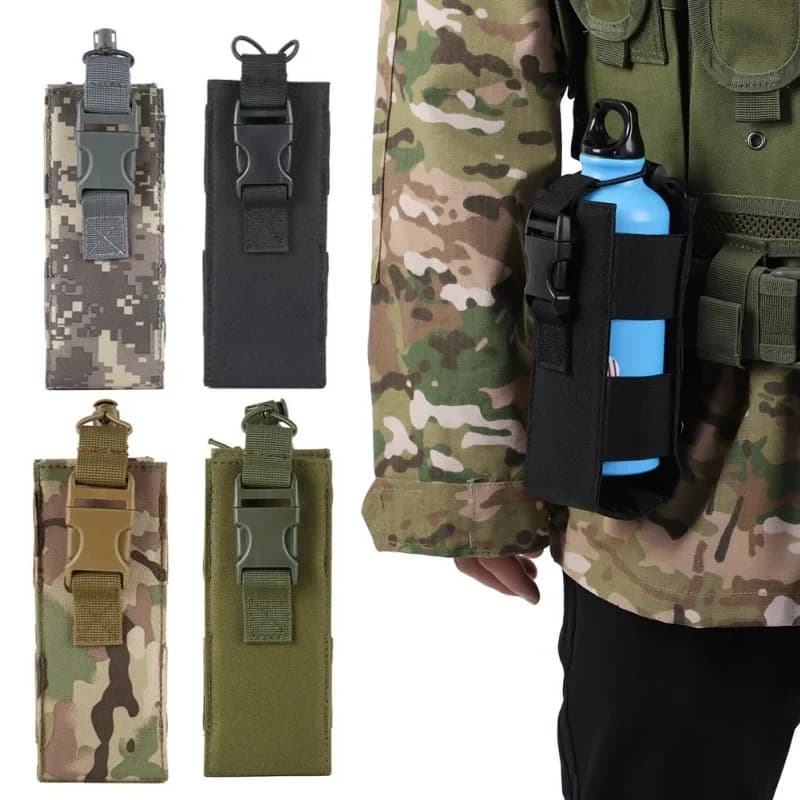Nuova borsa tattica per bottiglia d'acqua Molle Custodia in nylon per bollitore Marsupio Custodia per walkie-talkie Caccia all'aperto Escursionismo Accessorio per ciclismo