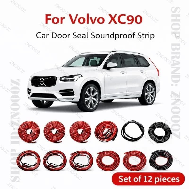 For Volvo XC90 Car Door Seal Strip Rubber Double Layer Soundproof Dustproof Waterproof Door Weatherstrip 12PCS Set