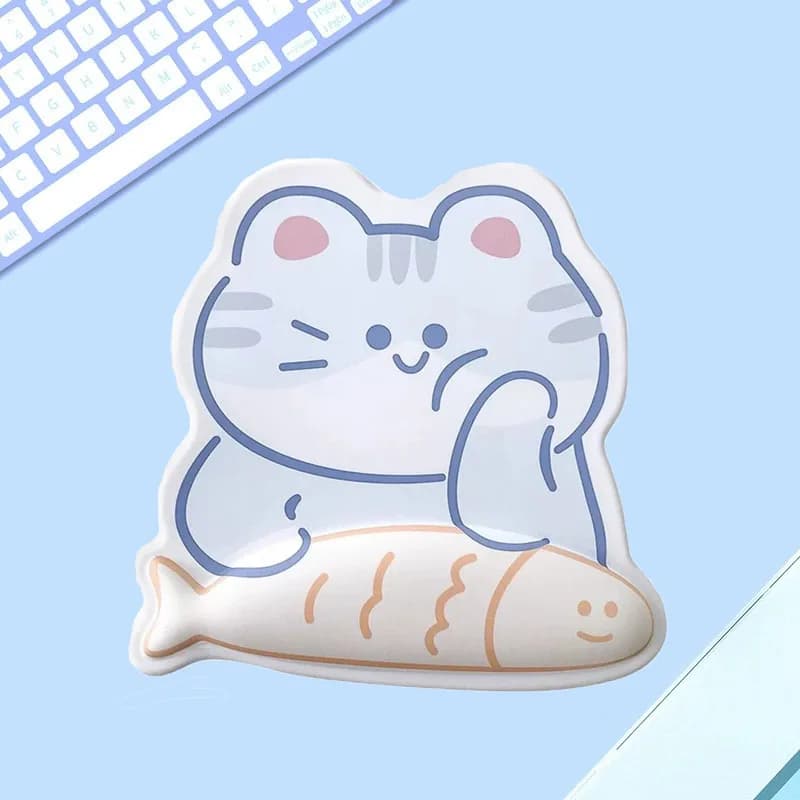 Cartoon 3D Gatto Pesce Mouse Pad Divertente Kawaii Tappetino da polso Laptop Tavolo Ufficio Comodo gioco Mousepad Accessori per PC Regalo