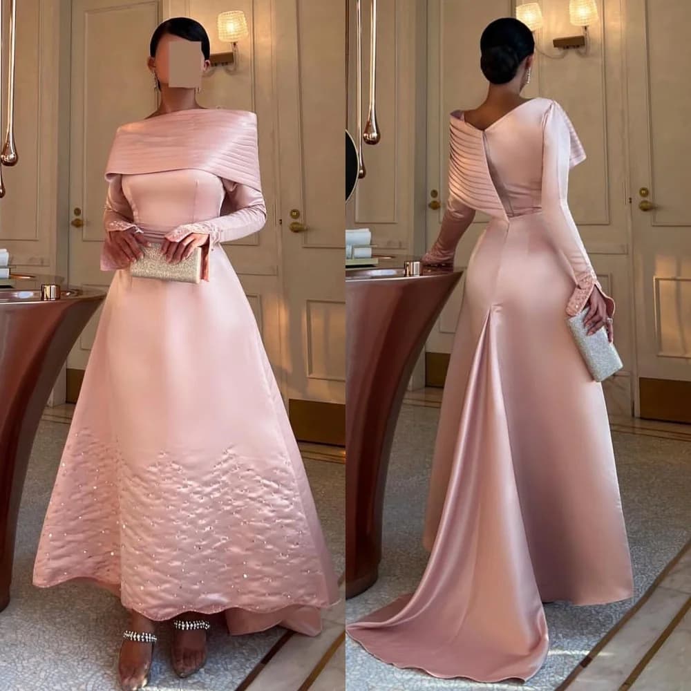 Abiti longuette con spalle scoperte e paillettes drappeggiate con pieghe alla moda squisite personalizzate Abiti da cerimonia su misura formali