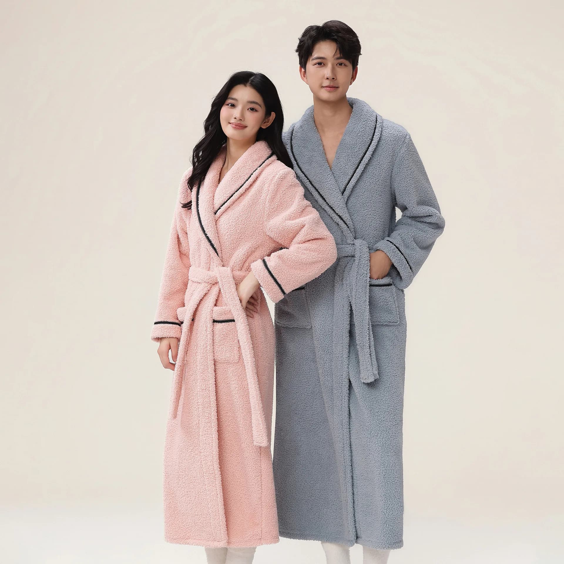 Inverno Nuovo Caldo Accappatoio di Flanella Donne E Uomini Degli Indumenti Da Notte Allegato Kimono Accappatoio Abito Intimo Lingerie Pigiama Pigiama