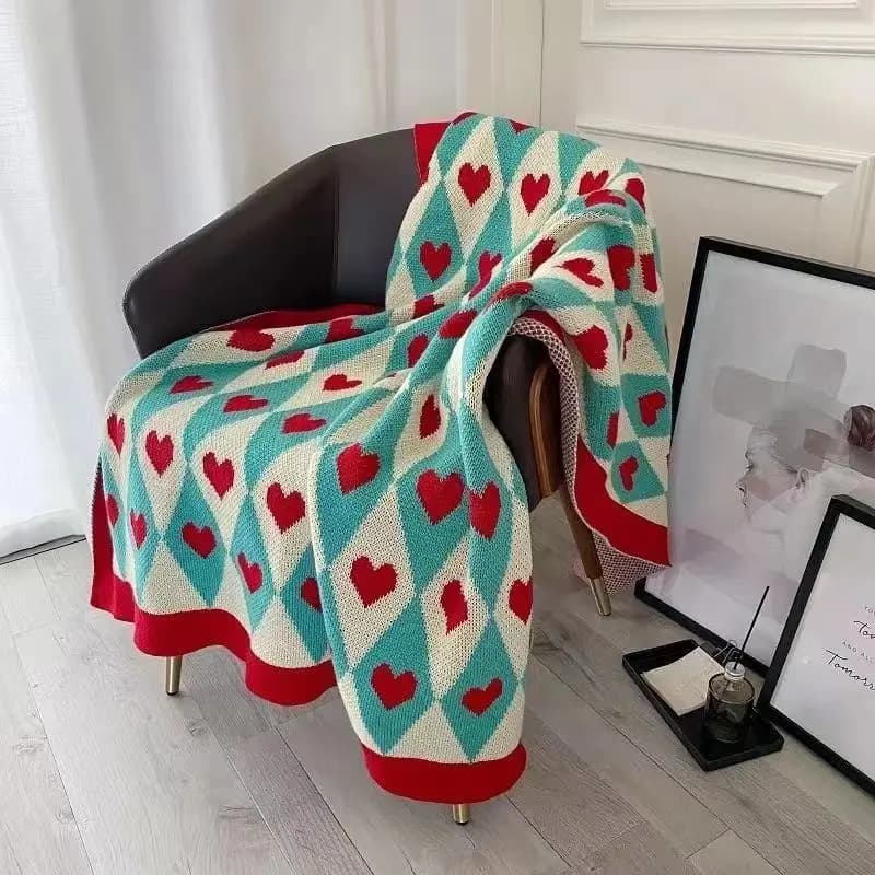 Wonderland Love Heart coperte lavorate a maglia Bohemian Plaid Throw coperta copridivano copriletto per il tempo libero copriletto