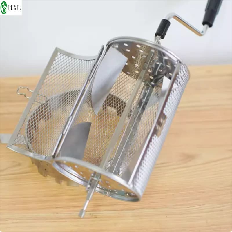 220V semi direct fired coffee roaster, hand cranked coffee roaster, hand mesh roaster, household coffee green beans, hand cranke
