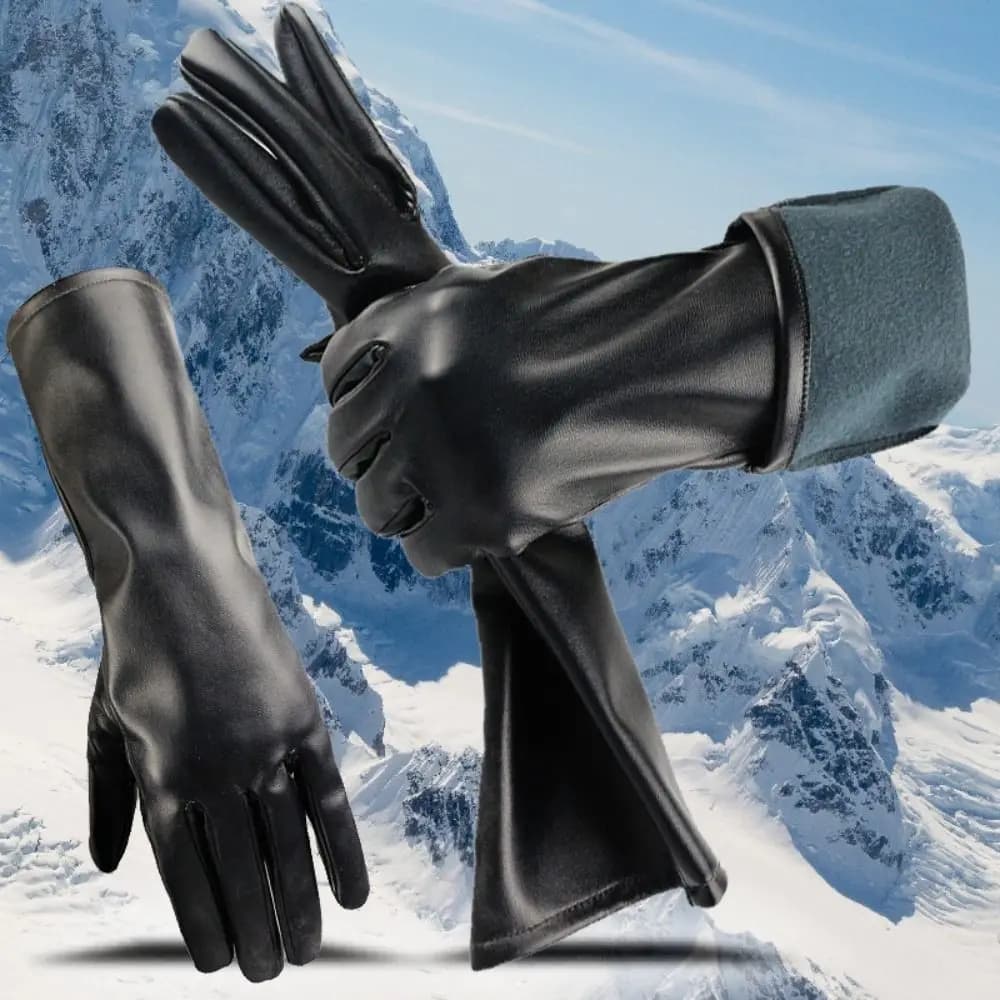 Simple Waterproof Winter Gloves Antiskid Thicken Five-Finger Gloves Straight Style Soft PU Leather Gloves Women