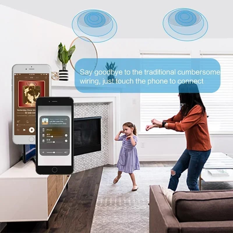 Sistema Audio Wireless 2026/CS-2 con Altoparlanti da Soffitto, WiFi, Bluetooth, Riproduzione Multi-room, Diffusori Attivi per Sistema Home Theatre