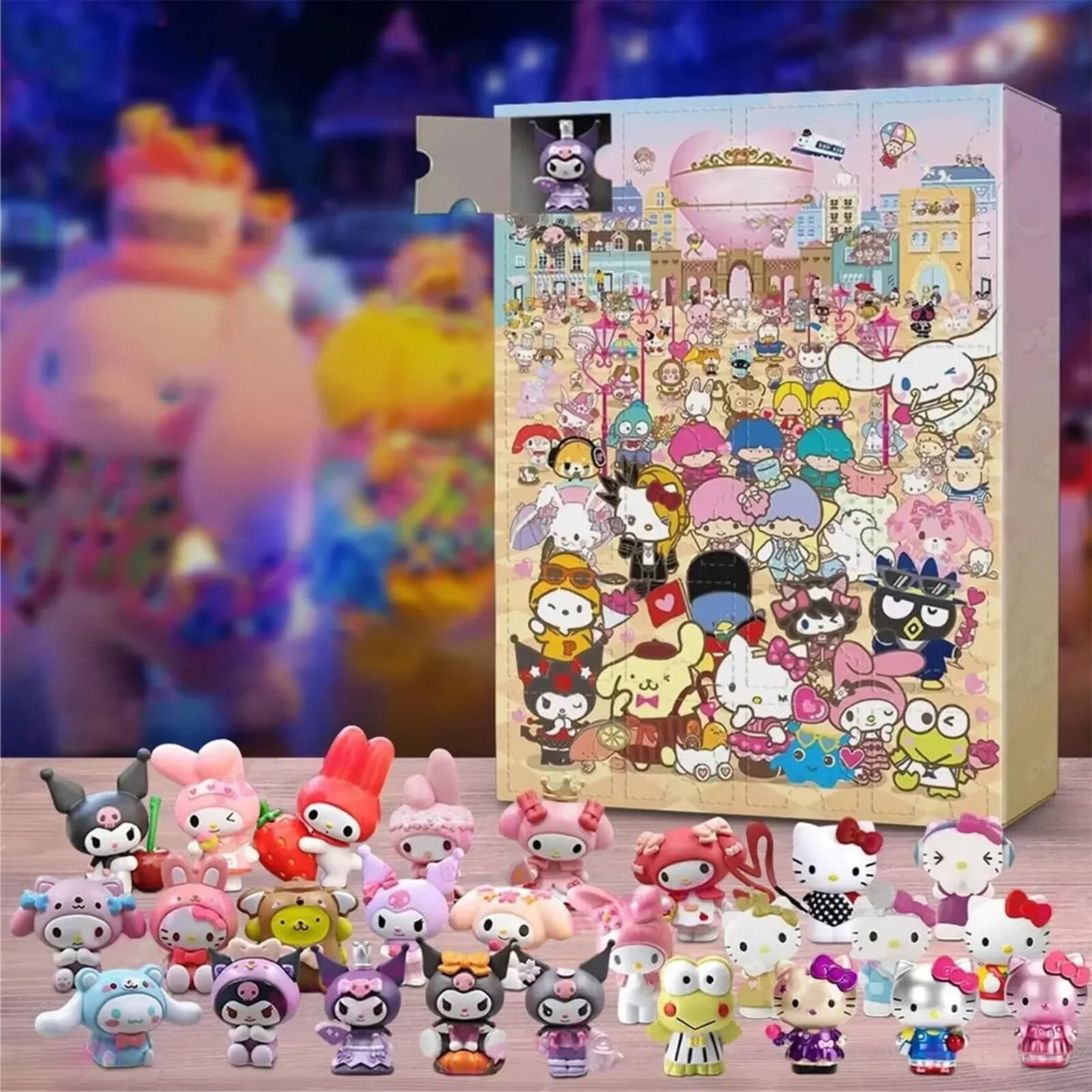 Sanrio Anime Hello Kitty Calendario dell'Avvento di Halloween Scatola Figura Natale Kawaii Melody Kuromi Figura Action Model Regali di festa