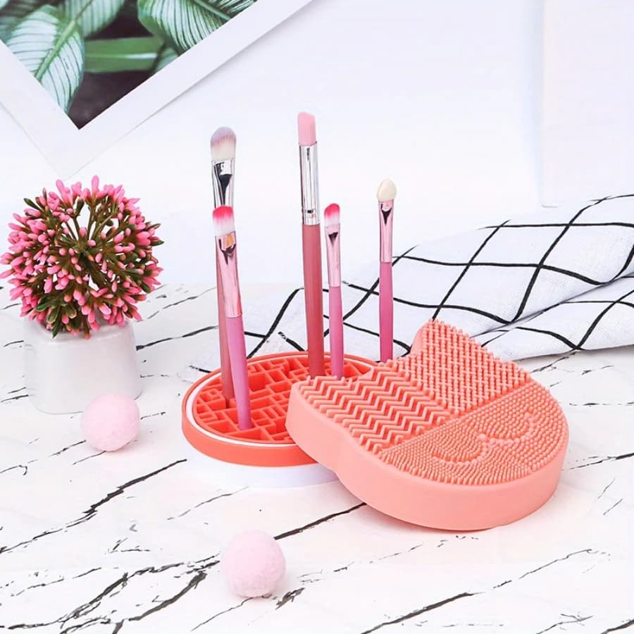 Nice Cat Makeup Brush Cleaner Tools Brush Holder Organizer for Cat Shape Silicone Holder with Sling Cleaner Makeup Brushes