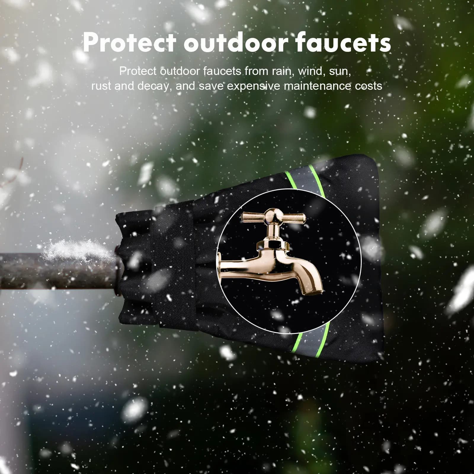 4Pcs Outdoor Faucet Covers Thick Insulated Water Frost Protector Covers for Winter Garden Hose Bib with Fluorescent Strip