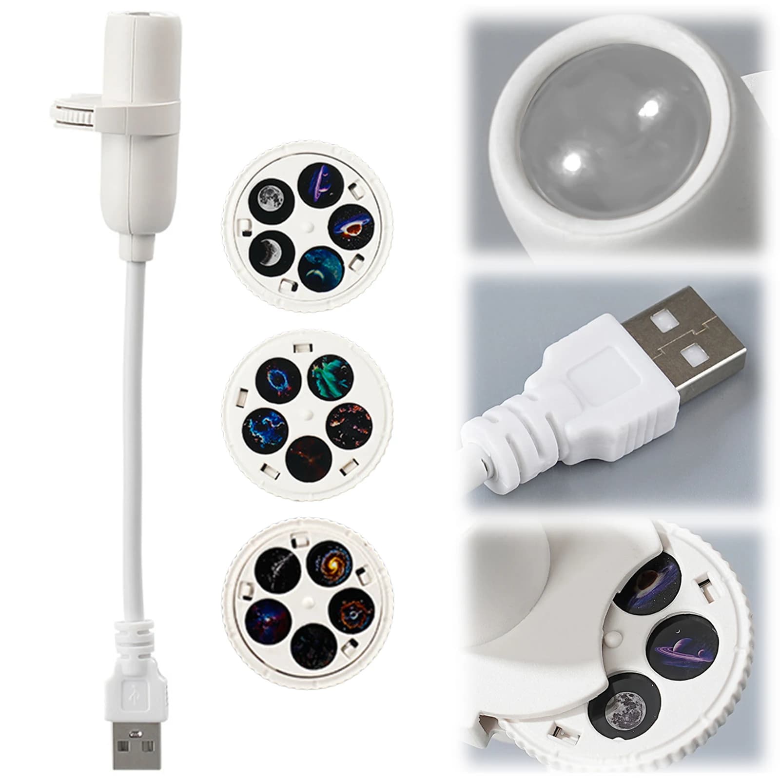Galaxy Projector Night Light USB Powered Mini LED Wall Lamp 360 Degree Rotating Design for Adults Kids Car Bedroom Decoration