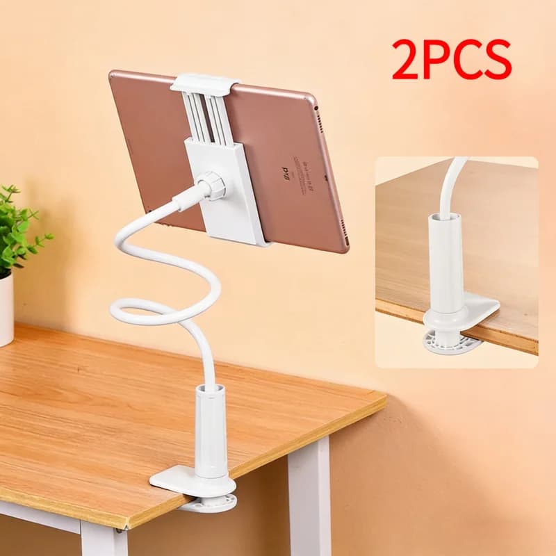 Supporto da comodino per tablet, 2 pezzi, con braccio lungo regolabile, morsetto flessibile a collo di cigno, per iPad, Samsung, Xiaomi da 4-11 pollici