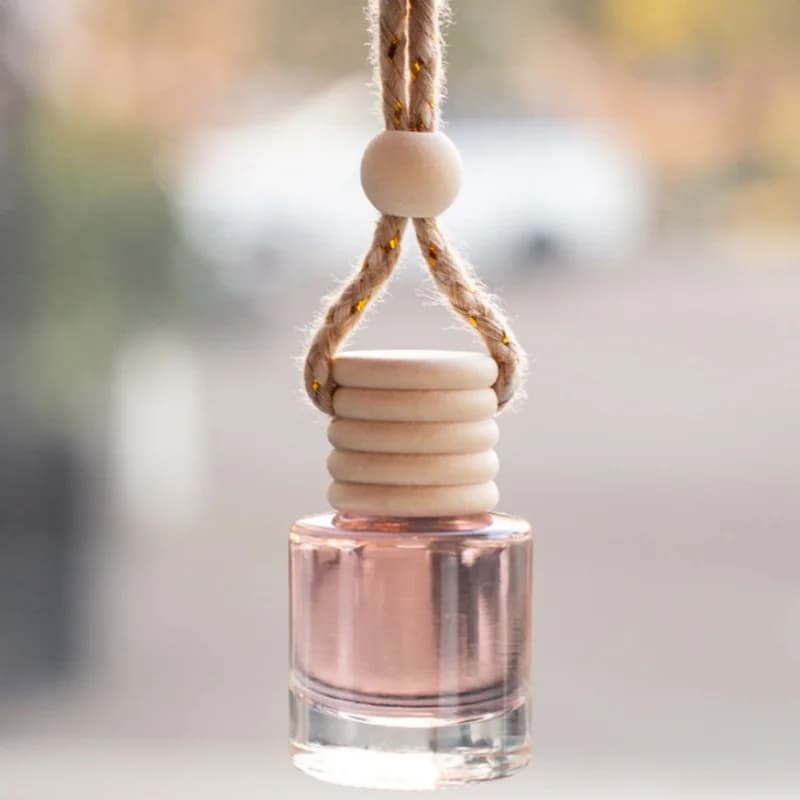 Car Air Freshener Hanging Perfume Bottle 8ml Wooden Cap Aromatherapy Diffuser Pendant Auto Rear View Mirror Ornament Decor Gift