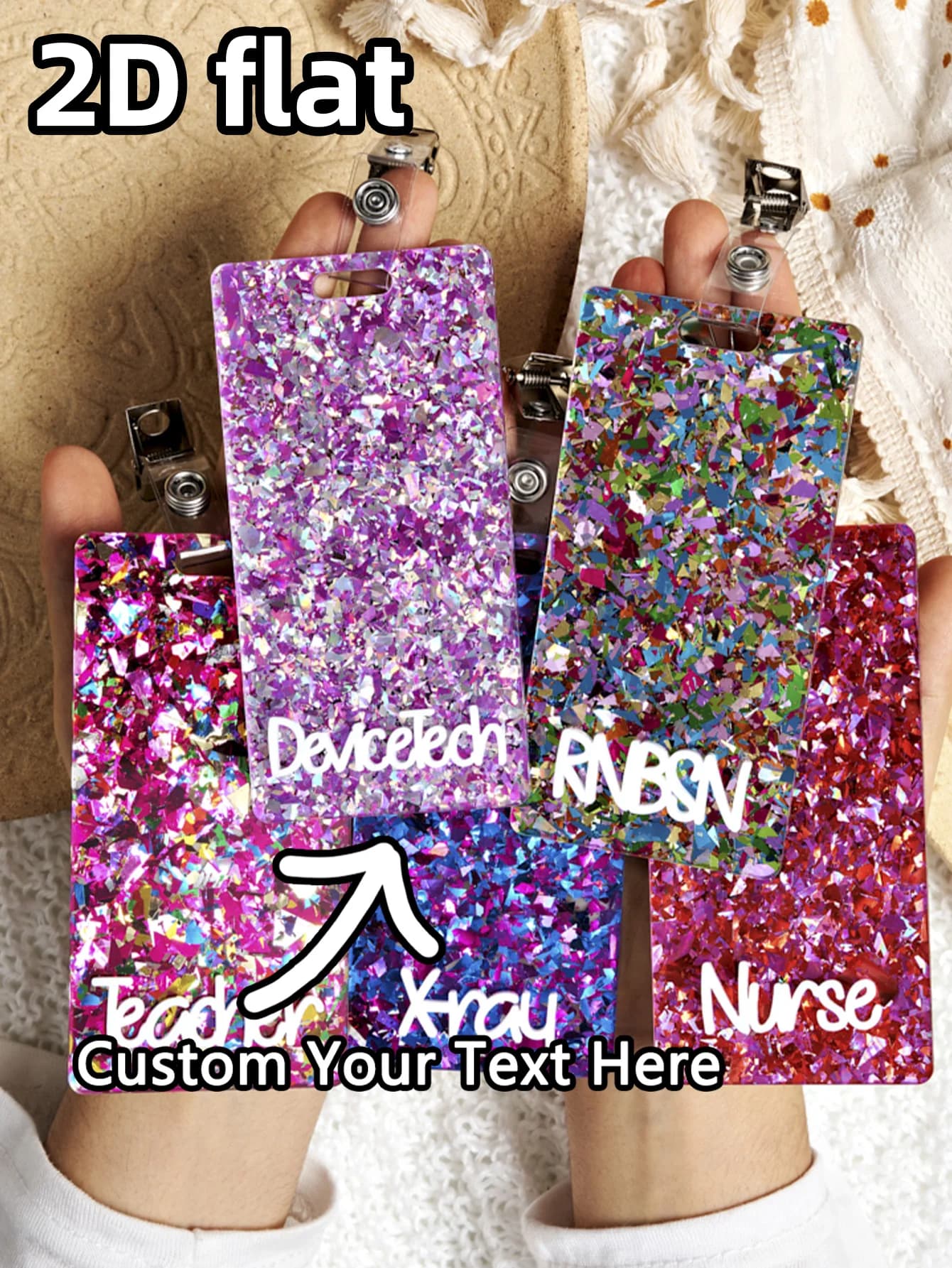 1 piece custom ID badge pendant - Custom name laser engraved PMMA Unique dazzling and brilliant gifts for everyday use in office