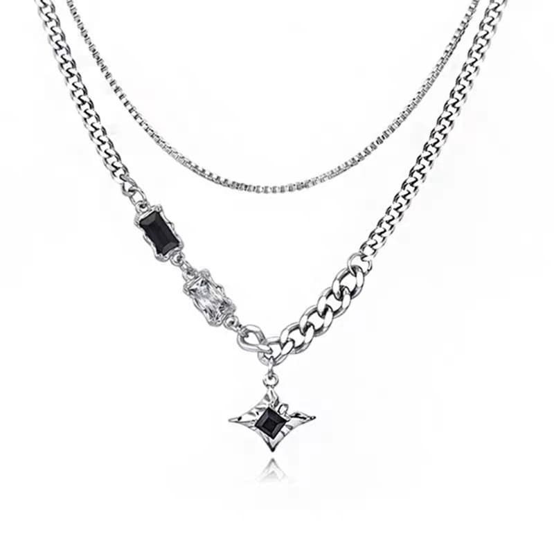 Versatile Double Strand Star Pendant Necklace Streetwear Inspired Mens Jewelry