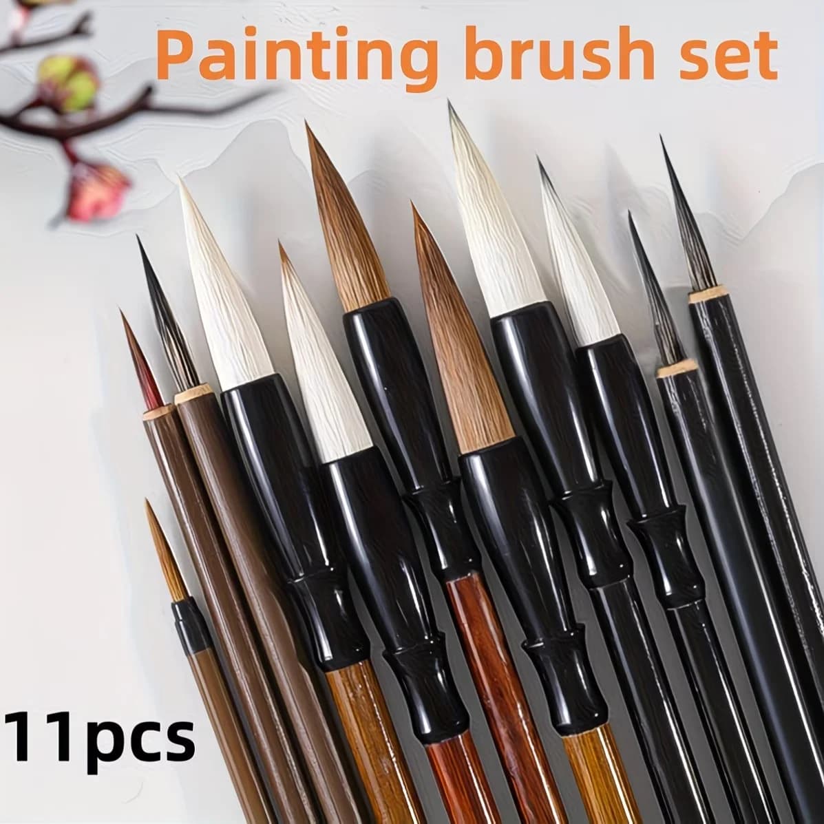 11pcs, Painting Brush Set, with Bamboo Bag - High-Quality Watercolor And Traditional Calligraphy Brushes, Suitable for Artist