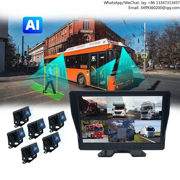 Display da 10.1 Pollici Split 1080P per Camion, Sistema di Telecamere di Sicurezza AHD 6 Canali, Registratore e Telecamera Posteriore per Retromarcia RV