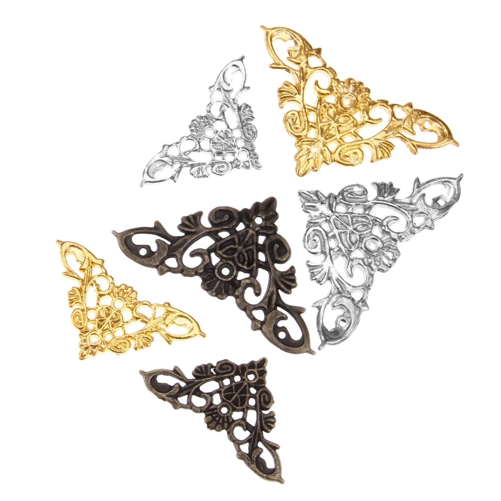 4Pcs 35/46 millimetri In Lega di Zinco Mobili Angolo Staffe Contenitore di Regalo Dei Monili Decorativo Album Piedi Gamba Angolo Protector ferramenta per mobili