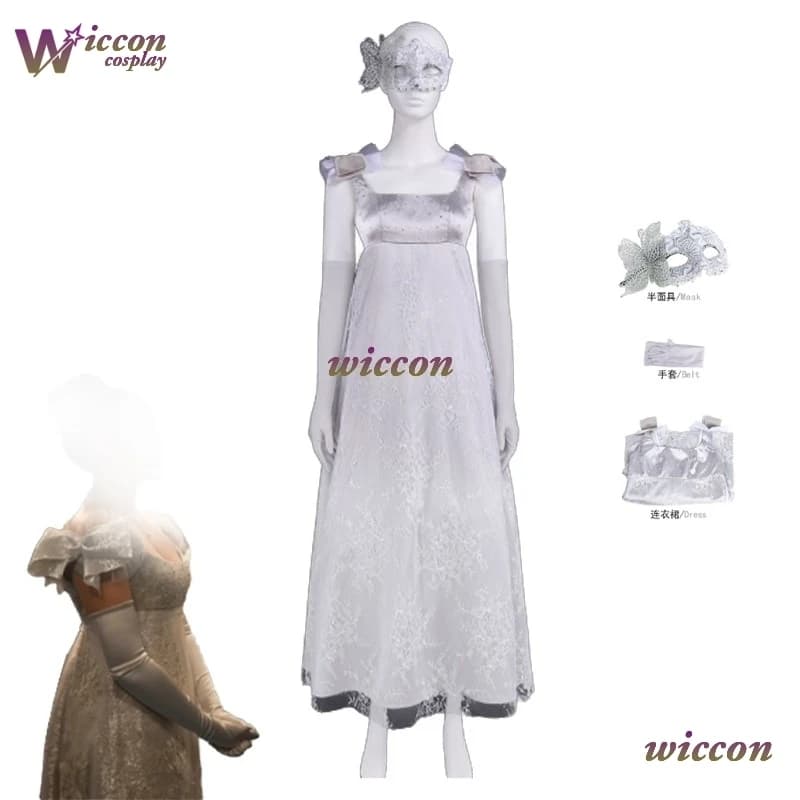 Sophie Beckett's Cosplay Costume in Regency Style, Uniform Dress with Long skirt and Mask for Halloween and Carnival, for Adult Women