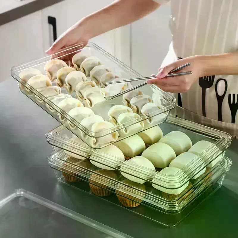 Contenitore per Ravioli Monostrato Trasparente, Scatola per Conservazione in Frigorifero, Contenitore Sigillato per Alimenti da Cucina