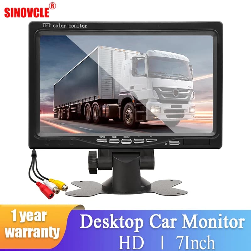 SINOVCLE 7 Inch Car Monitor Screen HD Reverse Camera 2 way digital video input Rear view LCD parking system TFT 9V-36V