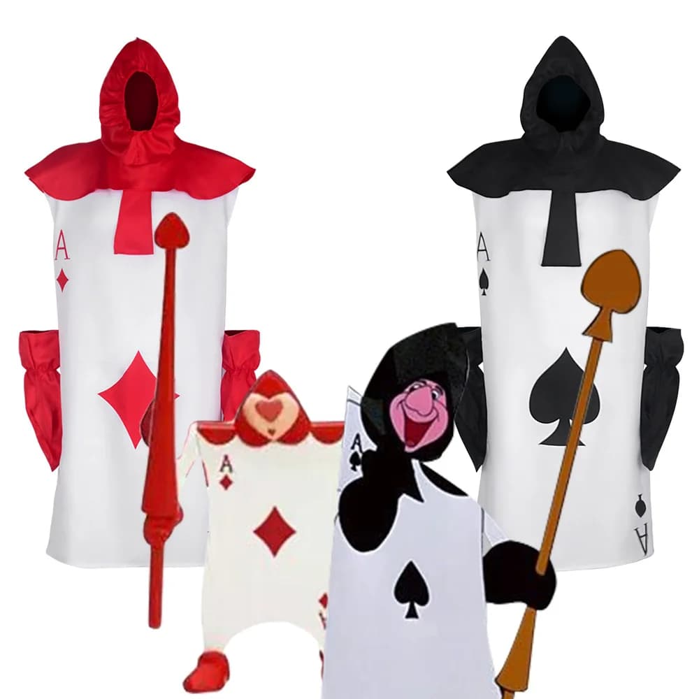 Alice Story Card Soldier Costume cosplay Vestito da gioco per adulti Festa di Halloween rossa e nera