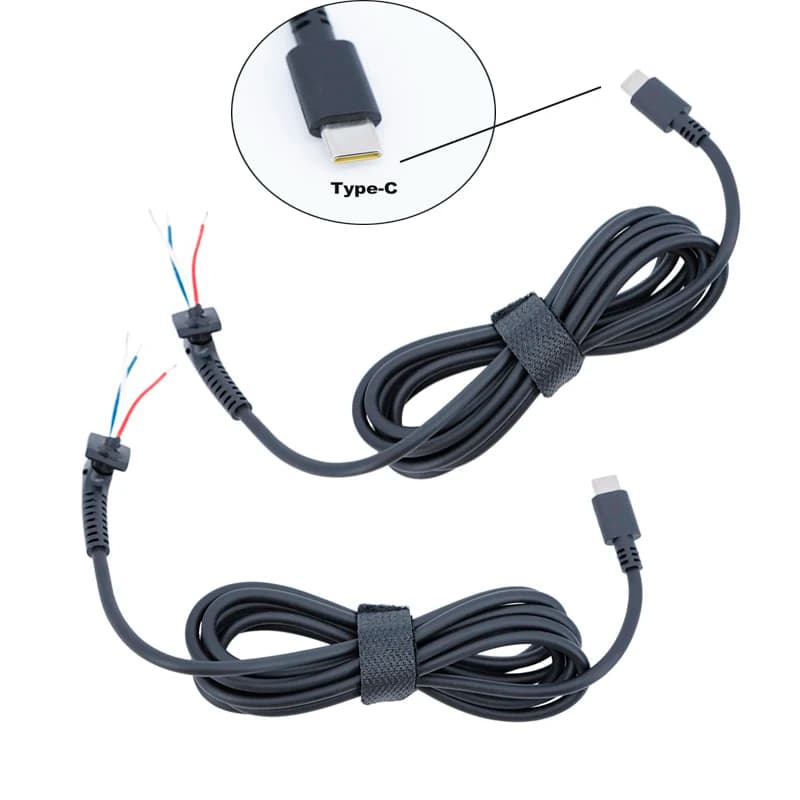 Cavo di ricarica USB Type-C con connettore DC per laptop, adattatore di alimentazione 45W 65W, cavo USB-C 20AWG 5A per riparazione ed estensione R23