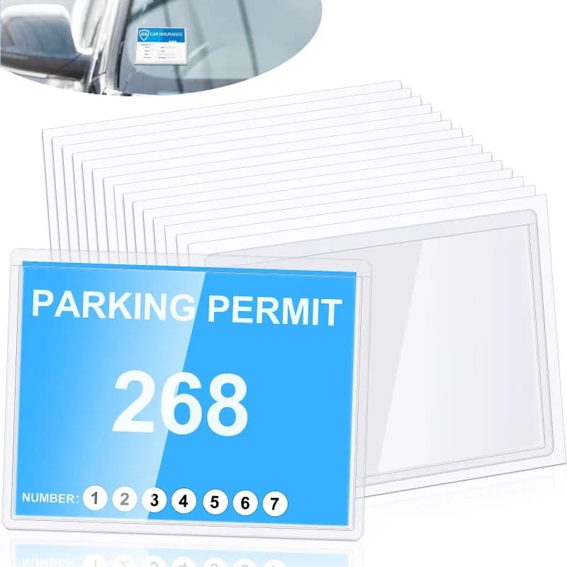Porta tessere trasparente per permessi di parcheggio, custodia in plastica per carte, tasca autoadesiva trasparente, porta documenti/biglietti