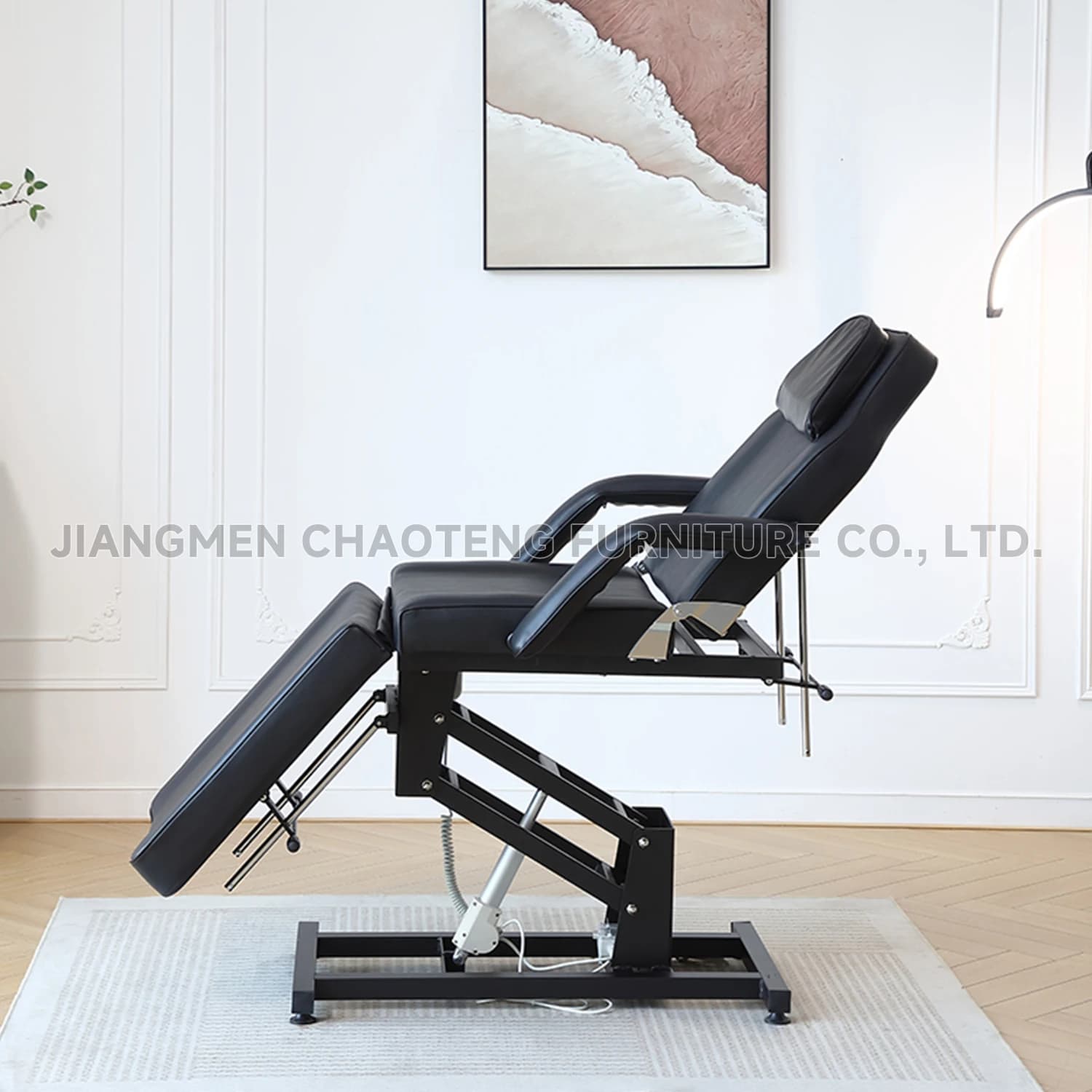 Modern Electronic Beauty Bed 3 Section Folding Design, Portable Adjustable Tattoo Massage Bed Metal Frame