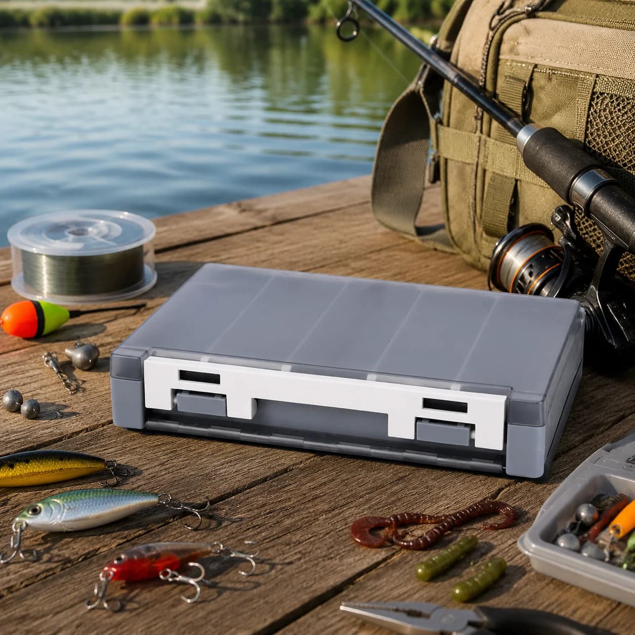 Portable Fishing Tackle Box Dual Layer Plastic Organizer Box For Fishing Lure Fake Bait Fishhooks Outdoor Fishing Accessory