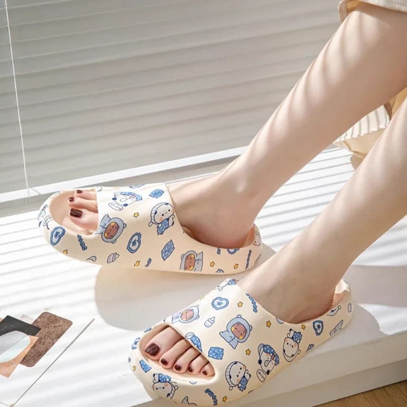 Kawaii Bubu Dudu Bear Slippers Girls Cute Anime Figure Summer Home Anti-Skid Bathroom Shoes Comfortable Soft Bottom Outdoor Gift