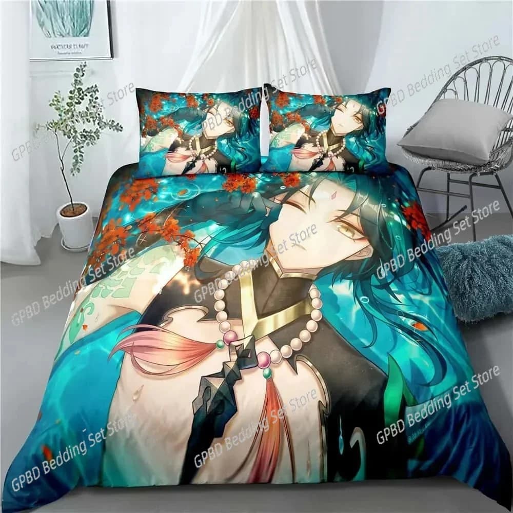 Anime Genshin Impact 3D NUOVA Copripiumino Federa Set di biancheria da letto Adulto Ragazzo Ragazza Decorazione camera da letto Bambini Singolo Doppio Grande