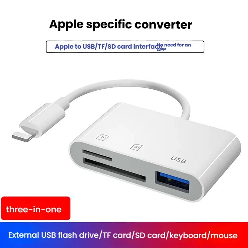 Lettore di schede per telefono Apple, scheda SD, scheda TF, disco U, lettore di schede multifunzione all-in-one, convertitore OTG